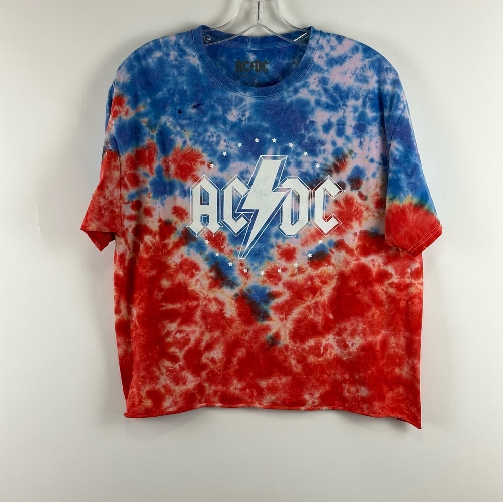 Women's AC/DC Tie Dye Short Sleeve Cropped T-Shirt